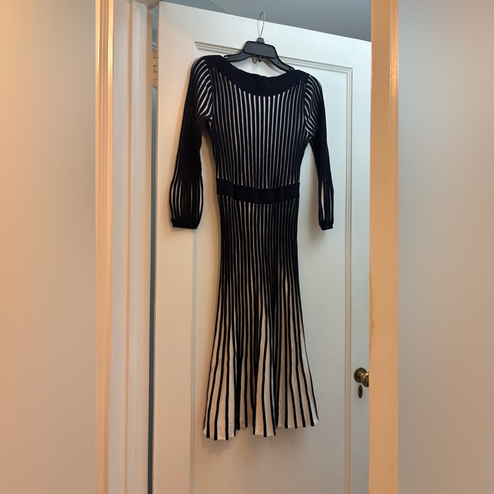 Elegant Black and White Striped Dress